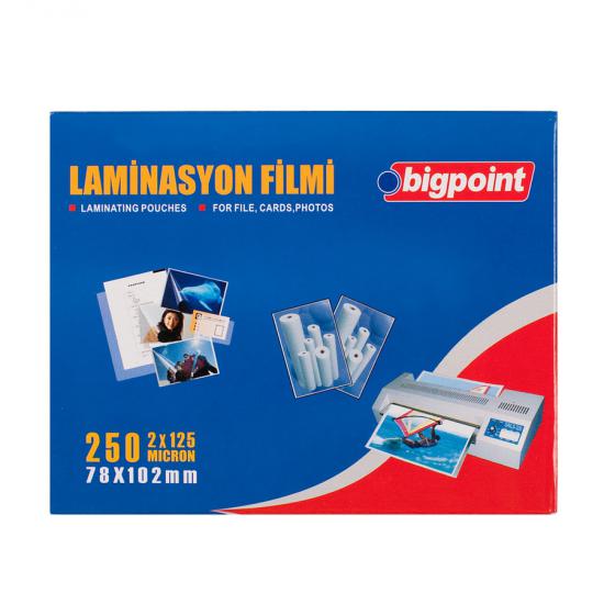Bigpoint Laminasyon Filmi 78x102mm 125 Mikron 100’lü Kutu