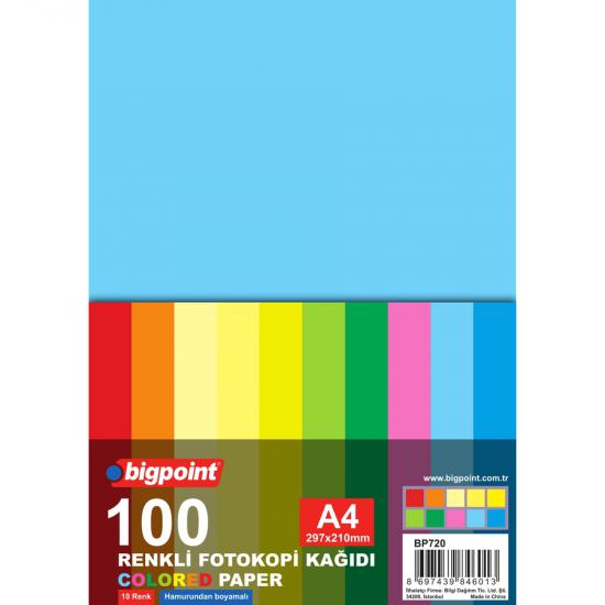 Bigpoint A4 Renkli Fotokopi Kağıdı 10 Renk 100’lü Paket