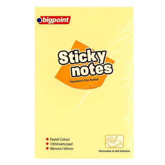Bigpoint Yapışkanlı Not Kağıdı Düz 100x150mm Sarı