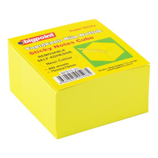Bigpoint Yapışkanlı Super Sticky Küp Sarı 400 Yaprak